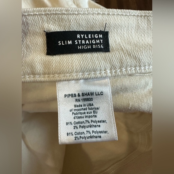 Veronica Beard Ecru Ryleigh High Rise Slim Straight Jeans Raw Hem Size 28 - Picture 3 of 9